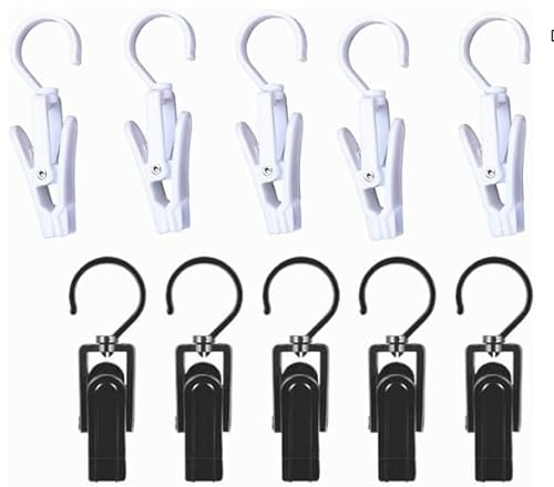 Lot de 10 pinces à linge pivotantes à 360° - Crochet à clip pivotant à 360° - Portable et antidérapante - Convient pour serviette, chapeau, serviette de plage, serviette de bain