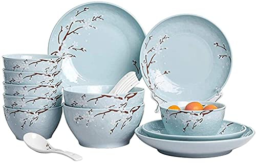 Dinner Plate Luxurious Dinner Set for Party or Wgifts, 18 Piece Dinnerware Set – Ceramic Kitchen Set - 8 Bowls 4 Side-Plates and 6 Tablespoon -Family Party Restaurant/Beige (Beige)