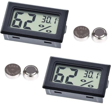 Tonia 2 Medidores de Temperatura y Humedad Digital, Termohigrómetro con Pantalla LCD, Sensor Preciso para incubadoras, Exterior, Invernaderos, y Reptiles (2 Unidades)