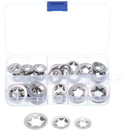 QUARKZMAN 60Stk Innere Zahn Unterlegscheiben Set 3 Größen M8/M10/M12 Schnellverschluss Sternverriegelung Unterlegscheiben 304 Edelstahl Aufsteckbare Schnellspanner Verschlüsse