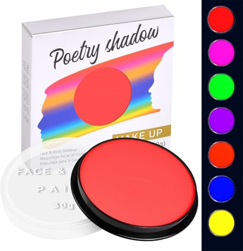 LOPHE Trucchi Neon, 30g Pittura di Corpo Vernice Fluorescente, Non Tossico, UV Body Painting per Fluo Party, Halloween, Festa, Carnevale(Arancio Fluorescente)