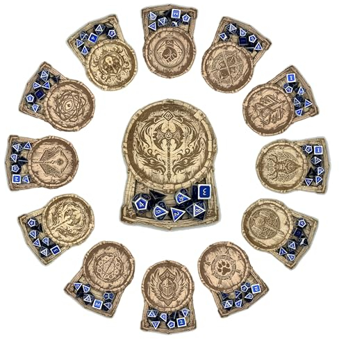 D&D Class Untersetzer Holz Lasergraviert mit Würfelablage - DND Klassen für Dungeons and Dragons Fans (DM)