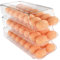 Theaoo Lot de 3 Porte-Œufs pour Réfrigérateur - Distributeur Automatique en Plastique Transparent, Organiseur Empilable avec Plateau Intérieur Amovible