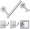 Toilet Roll Holder Chrome Towel Holder Wall Mounted Toilet Roll Holder Stainless Steel Double Post Pivoting Toilet Paper Holder No Drill and 2 Pcs Self Adhesive Hooks for Bathroom,Kitchen, Washroom