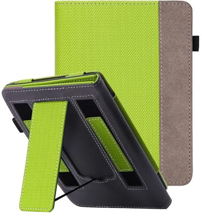 WALNEW Custodia con supporto per Kindle Paperwhite da 7 pollici di 12a generazione (2024) e Kindle Colorsoft Signature Edition, custodia in pelle PU con due cinghie da polso con funzione di accensione