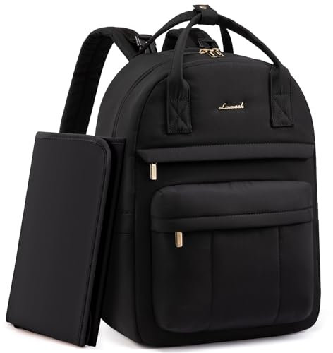 LOVEVOOK Wickelrucksack Baby Wickeltasche Rucksack mit Wickelunterlage Lässig Diaper Bag mit Kinderwagengurte Windeltasche Groß Kliniktasche Geburt Babytasche für Mama und Papa Schwarz