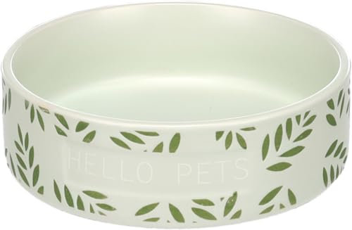 Flamingo Gamelle Leafs Rond Vert pour Lapin - 13x4cm, 330ml - Nourriture et Eau, Antidérapante et Facile à Nettoyer