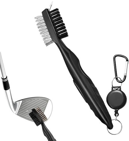 Golf Club Brush, 1 Piece Golf Club Brush, Golf Club Cleaning Brush with Aluminum Hook, Nylon and Stainless Steel Brush with Tip for Cleaning the Cl Surface