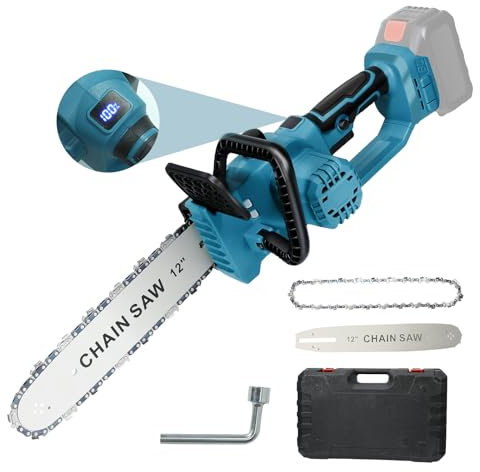 12 Zoll Akku Kettensäge für Makita 18V Batterie, 2200W bürstenlose Elektro Kettensäge mit LED Leistungsanzeige,Automatische Kettenschmierung, 30cm Schwertlänge(ohne Akku) (ohne Akku)