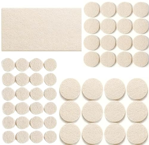 Protectores Patas Sillas de Fieltro Adhesivo Extra Grueso 53uds | Almohadillas para Muebles Extra Fuertes 22mm, 30mm y 40mm + Hoja Recortable | Antirrayaduras y Antiruido | Beige