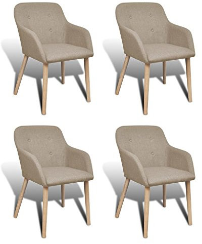 Fasba 4X Eiche Massiv Esszimmerstuhl Beige Armlehne Stuhl Küchenstuhl Sessel