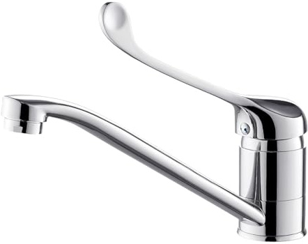 Hygiene Armatur mit langem Hebel Ellenbogenbedienung, Küchenarmatur Wasserhahn mit langem Hebel, Waschtischarmatur Klinikhebel lang Hygienearmatur mit Griff, Hygiene Mischbatterie Wasserkran