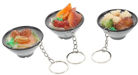 minkissy 3pcs Cute Simulation Noodle Keyring Keyring for Boys Hanging Decor Imitation Food Keychain Unique Keychain for Backpack