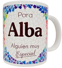 Panda Home Taza Personalizada con Nombre – Regalos Personalizados con Nombre y Texto – Tazas con Frases Originales y Divertidas – Personaliza con Nombres, Fechas o Mensajes Únicos-ALBA