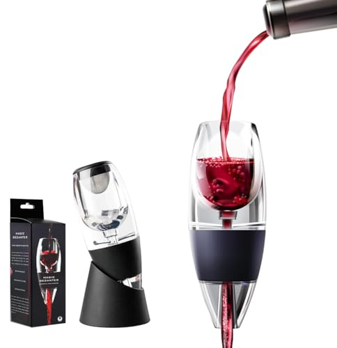 Homshsjhkis Decantador de Vino, Aireador Decantadores Vino con Filtro, Soporte de Base y Oxigenador, Instantáneo Portátil Juego Decantador, Porron Vino para Eliminar Cristales Tartrato, Sin BPA