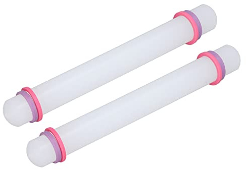 Nikou 2 mattarelli in plastica, sicuri e robusti, antiaderenti, piccoli rulli per fondente per cottura, mattarello per argilla, lunghezza 25,4 cm, ampia applicazione