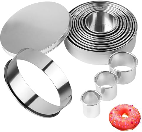 12Pcs Round Cookie Cutters Set, Circle Biscuit Scone Pastry Cutter | Stainless Steel Ring Cutter for Baking Mince Pie Fondant Dough DIY Cake with Storage Tin