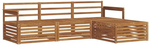 vidaXL Outdoor-Sofagarnitur 4 pcs Natur Massivholz Akazie, Gartenlounge-Set, modernes Ecksofa für draußen, langlebige Möbel für Bequeme Terrassenplätze