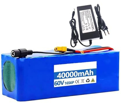60V 40AH Batterie Lithium Haute Puissance pour Vélo Électrique 16S6P Bloc-Batterie Lithium-ION Haute Capacité pour Trottinette Électrique Haute Puissance Batteries avec Chargeur T