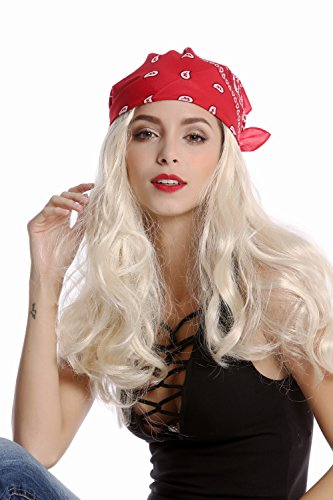 WIG ME UP - 90845-ZA87A Perücke & Bandana Kopftuch Damen Herren Karneval Halloween lang blond Piratin Rocker Biker