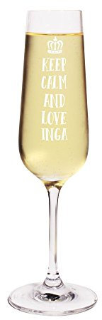 printplanet® Sektglas mit Namen Inga graviert - Leonardo® Glas mit Gravur - Design Keep Calm