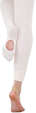 s.lemon Ballettstrumpfhose,Cabrio Footed/Fußlose Strumpfhose Tanzstrumpfhose mit Loch für Mädchen Frauen Weiß XL