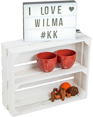 flaches Obstkistenregal Wilma längs weiß Weinkistenrgegal Gewürzregal Weinkistenregal Tassenschrank Regalkiste