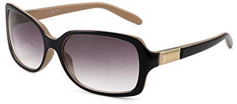 JM Klassisch Bifokal Lesebrille Platz Stylish Gradient Sonnenbrillen Leser für Damen +4.0 Schwarz