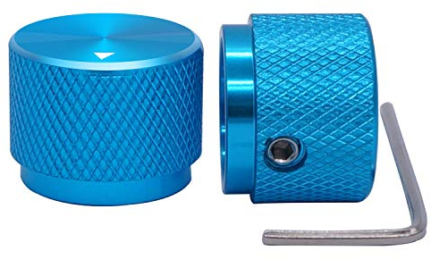 Taiss/2 Stücke Blauer Aluminiumdrehknopf mit elektronischem Potentiometer für Wellen mit 6 mm Durchmesser, Lautstärkeregler, Audioknopf, Gitarrenknopf, Schaltknopf mit 20 mm Durchmesser x 15,5 mm Höhe