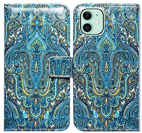 Bcov iPhone 11 Wallet Case, Princely Paisley Flip Case Wallet Leather Case Folio Cover with Credit Card Slot Holder Stand for iPhone 11