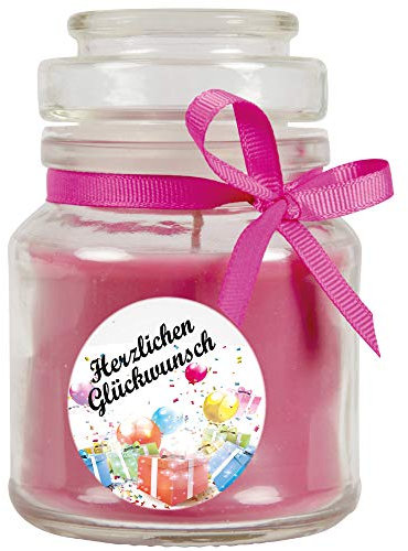 HS Candle Duftkerze im Glas - Happy Birthday Bonbon klein - Duft: Lavendel - Design: Geschenke