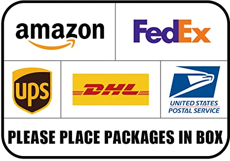 Paket Lieferung Schild, Paketlieferung Aufkleber, Leave Packages in The Box Schild, Lieferanleitung für Amazon, UPS, FedEx, DHL, USPS Schild, 25,4 x 17,8 cm, 02 Stück