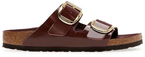 Birkenstock Arizona Big Buckle Shine Chocolat, Natural Leather Marrone 41