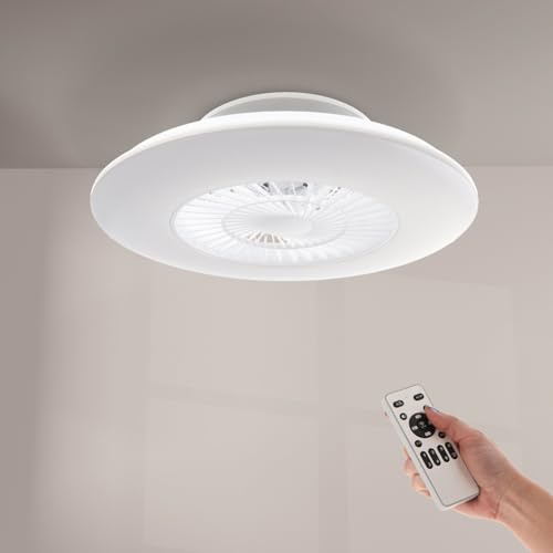 M mimotec - Ventilador de Techo Led Withline con luz y Mando a Distancia, Bajo consumo, motor AC, 3 velocidades,5 Aspas,con APP