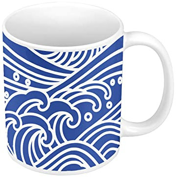 Fabulous Mug Céramique Vague de l'Ocean Motif Minimaliste Japonais Moderne Hokusai Simple