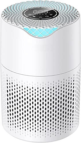 Air Purifier + H13 True HEPA Filter, 3 Speed, Auto/Sleep Mode, Night Light, Filter Change Reminder, CADR 190m³/h for Dust, Smokers, Pollen, Pet Dander, Anti Allergen