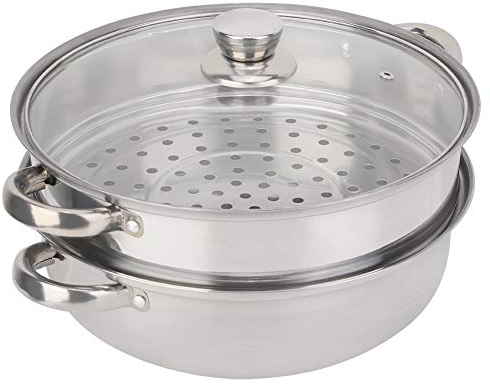 Olla de Vapor, Olla de Vapor de 2 Capas lagostina. ¿Qué Tan Grandes Son las ollas? Sopa de Baño María Al Vapor Utensilios de Cocina de Acero Inoxidable 27 Cm 11 Pulgadas