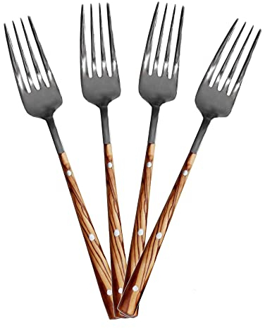 NATUREHOME Wooden Forks Set of 4 Premium Olive Wood Cutlery - Natural, Organic, Environmentally Friendly