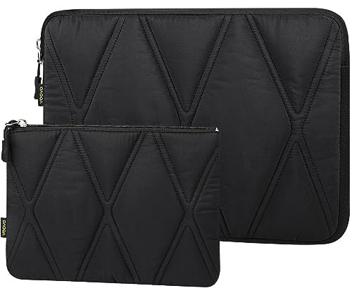 Voova Puffy Laptop Sleeve Carry Case 15.6-16 Inch for Men Women, Computer Cover Bag with Accessories Pouch for MacBook Pro 16 M1/M2 2021-2023, 15.6” Lenovo Acer Dell HP Asus Laptop, Black