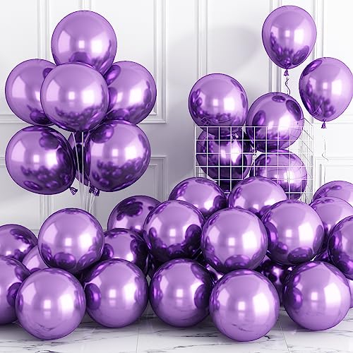 Palloncini metallizzati viola 30 pezzi 12 pollici cromo viola palloncini lucidi retrò spessi lattice elio set di palloncini per feste per baby shower, matrimonio, fidanzamento, anniversario,