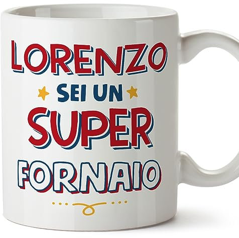 Mugffins Tazza Personalizzata in ceramica per FORNAIO uomo 11 oz / 350 ml - In italiano - Sei Super - Idea regalo per compleanno, anniversario, natale, laurea