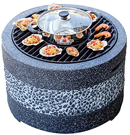 Pozo de Fuego al Aire Libre 55,5 cm/21,9 Kit de Parrilla de Barbacoa de jardín, Patio Trasero, Chimenea de jardín, Camping, tazón de Fuego de leña al Aire Libre