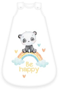 Herding babybest Schlafsack, Regenbogen Panda Motiv, 90 cm, Seitlich umlaufender Reißverschluss und Druckknöpfe