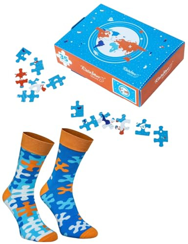 Rainbow Socks - Puzzle Box Socks - Damen Herren Novelty Puzzle Socken - Perfekte Socken für Logikspiel-Enthusiasten - Socken und Puzzle in einer Box - 1 Paar