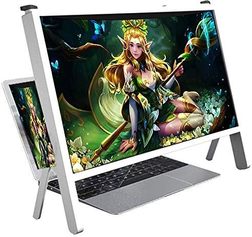 Bildschirmlupe für alle Smartphones, Laptop-Bildschirmlupen, Leselupen, 12-Zoll-3D-Handylupe, Projektor-Bildschirmvergrößerung, kompatibel mit Computern, Mobiltelefonen, Tablets (Color : White) (