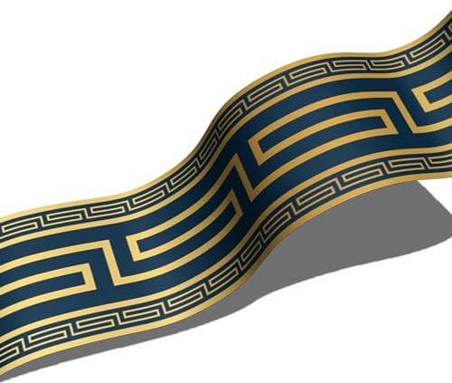 neukids Wallpaper Borders self Adhesive, Blue-Gold Border Greek Anagram Wall Borders, Living Room Bedroom Bathroom Kitchen Decoration Ceiling borde 200x10cm-4rolls