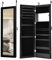 GOPLUS Schmuckschrank mit Spiegel, Spiegelschrank hängend mit LED-Beleuchtung, Wandschrank mit Innenspiegel & klappbarer Ablage, Wandmontage & Türmontage (Schwarz)