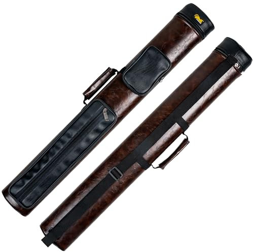 Billmart Pool-Queue-Koffer, 2 x 3 harte Pool-Queue-Stick-Tragetasche, Billardstock-Zubehör, Braun