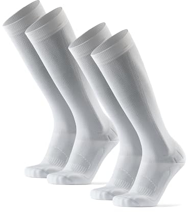 DANISH ENDURANCE 2 Paar Kompressionsstrümpfe, Sport Kompressionssocken, 21-26 mmHg, Unisex, für Herren & Damen, Weiß, 43-47
