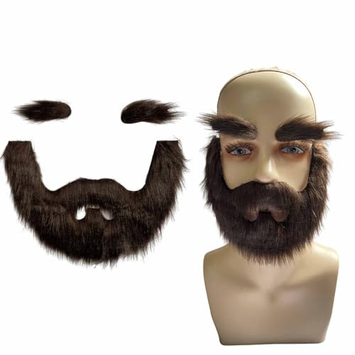 Golden Apple Novelty Self Adhesive Fake Beard DIY Fake Mustache and Eyebrows Set for Party Cosplay Props
